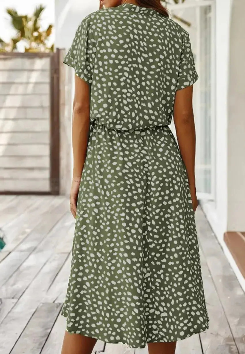 Elegante Dames Chiffon Jurk met Stippenprint AtelierDress