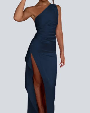 Satijnen Jurk met Open Rug & Split AtelierDress
