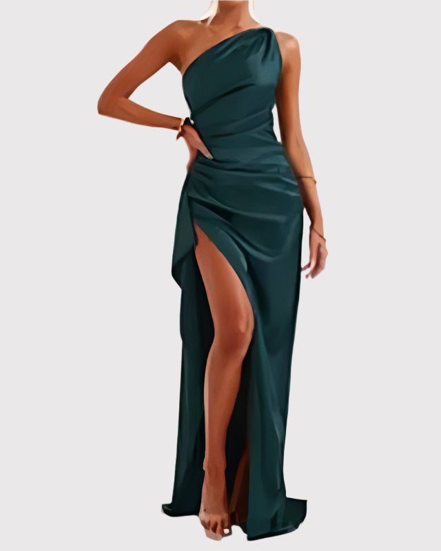Satijnen Jurk met Open Rug & Split AtelierDress