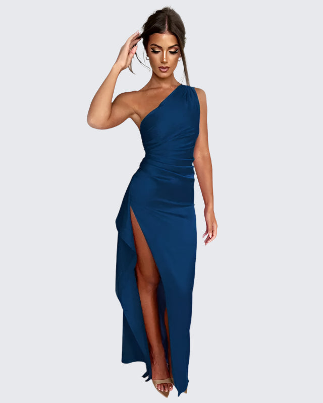 Satijnen Jurk met Open Rug & Split AtelierDress