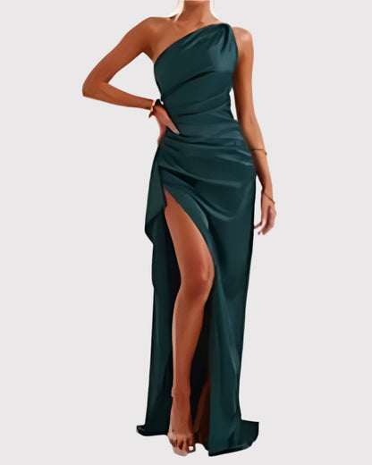 Satijnen Jurk met Open Rug & Split AtelierDress