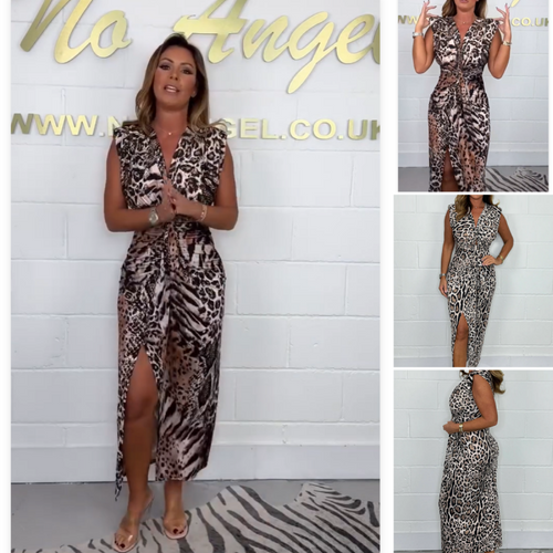 Jurk met V-hals – Luipaardprint – Elegant en Zelfverzekerd AtelierDress
